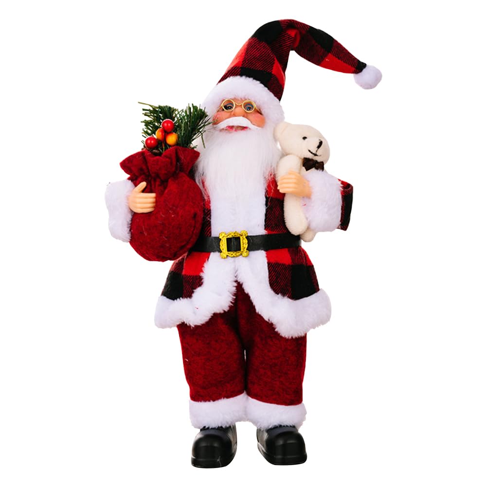 Standing Santa Claus Statue Mini Holding Presents Christmas Stand Santa Claus Decor With Gift Bag Home Navidad Party Ornaments (F)