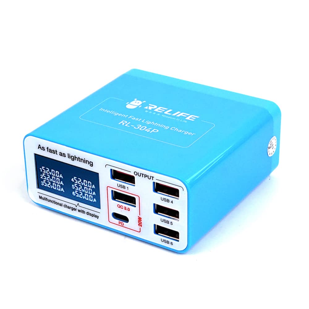 Potente pantalla LCD Cargador rápido USB con múltiples puertos Compacto inteligente USB QC3.0 Cargador rápido de gran compatibilidad, múltiples funciones de protección