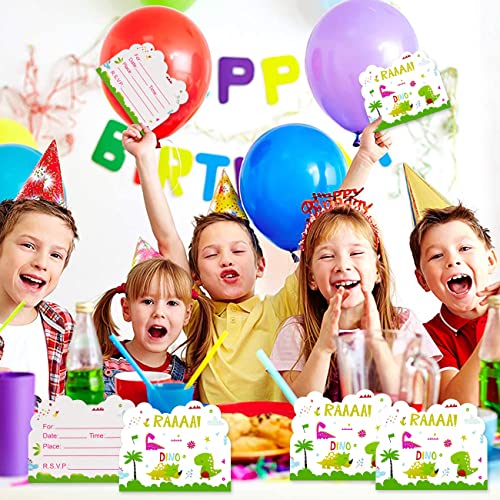 Lot de 20 Motif Dinosaure Cartes D'Invitation Anniversaire Dinosaure pour la Fête D'Anniversaire des Enfants Invitations… - Image 8