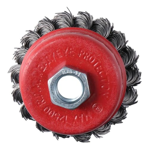 Image of 2pcs Wire Cup Wheel Brush,3 Inch Twisted Knotted with5 /8 Inch-11 Threaded Arbor for Heavy Cleaning Rust