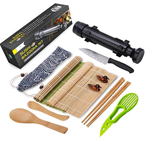 Sushi Making Kit - All In One Sushi Bazooka Maker with Bamboo Mats