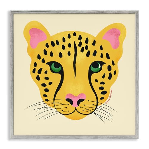 Modern Wild Cheetah Face Portrait, 17 x 17 Inch Framed Giclée Print