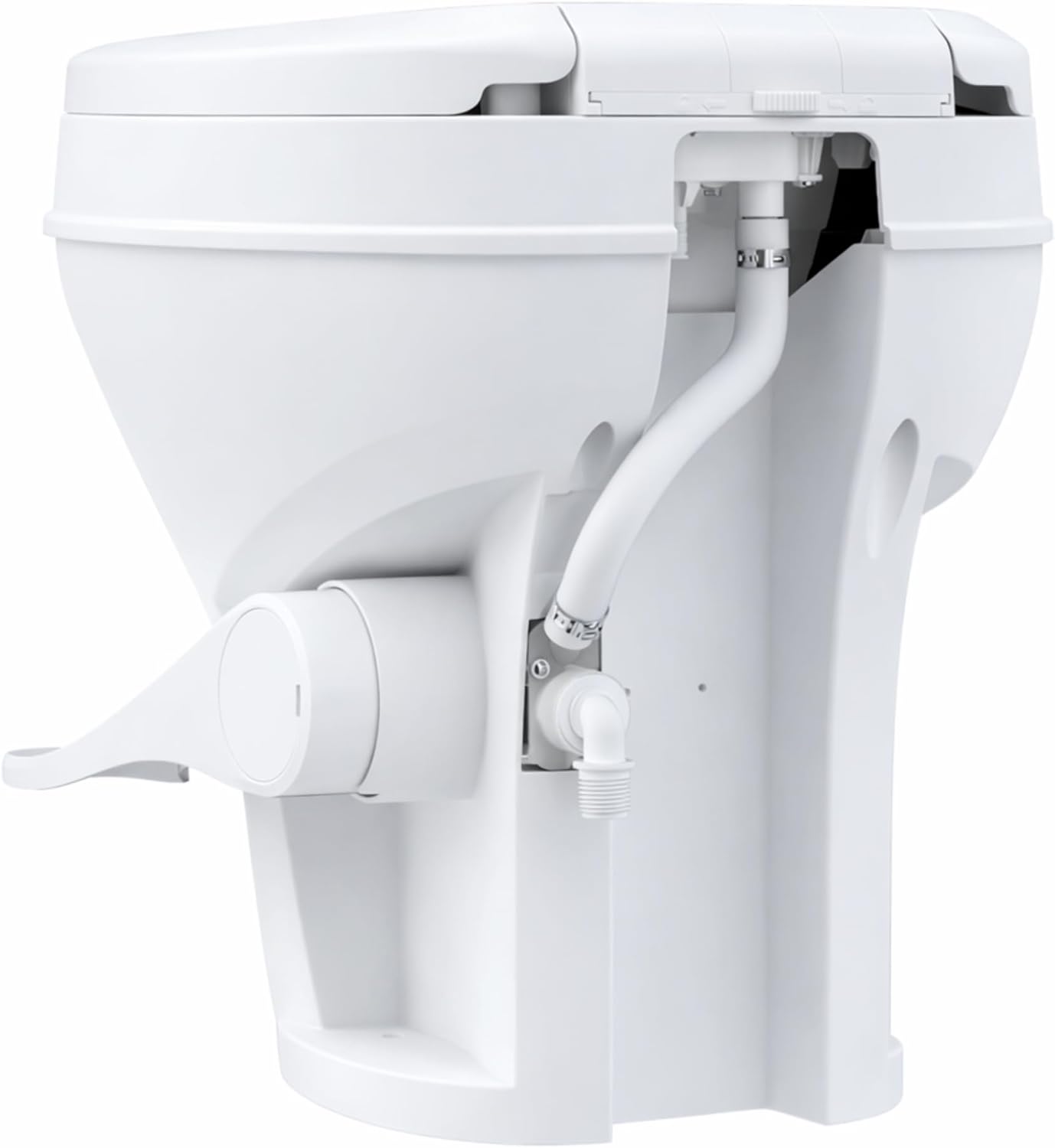 SEAFLO RV Toilet, Comfort Height 18.4", Gravity Flush Foot Pedal, Soft Close Seat, Camper Toilet for RV Motorhome Travel Trailer, White, SFRTPH-01-01, 4-Year Warranty