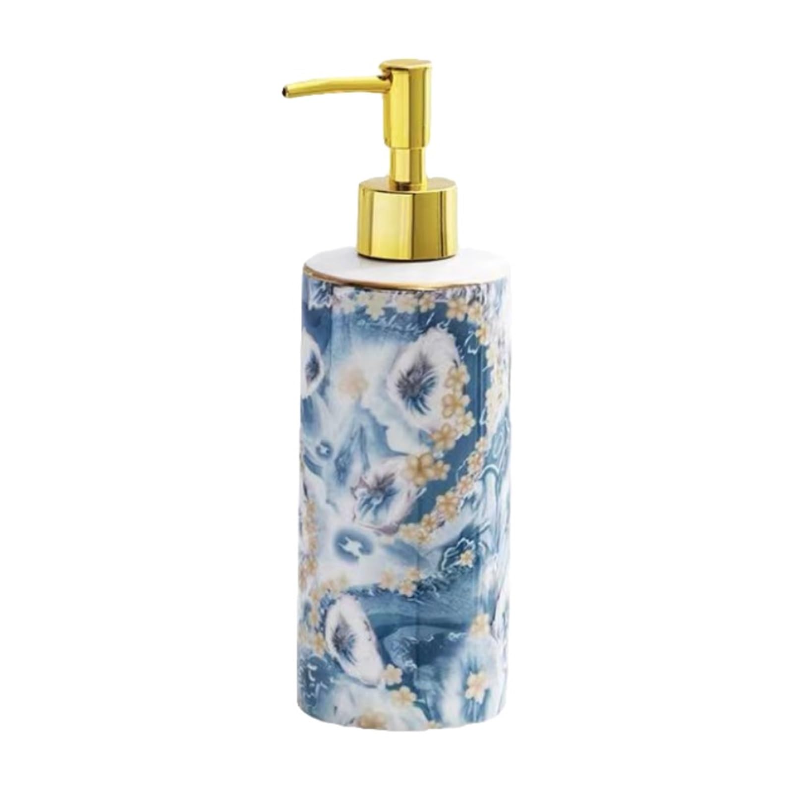 WDSOPK Bathroom accessories Soap Dispenser with Agate Pattern Ceramic Soap Pump Dispenser Ceramic Soap Pump Refill Lotion Dispenser Home & Kitchen (Blue)