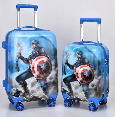 Image of ADSON Abs Kids Trolley 360 Rotating Luggage 360 Degree Wheels Captain America Non-Breakable 20 Inch Kids Hardsided Suitcase with 4 Wheels, 360 Degree Wheel Travel Trolley Bag (Design 18)