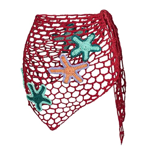 Degpum Women Girls Starfish Sheer Crochet Hollow Out Skirt Beach Cover Up Fishnet Sheer Skirt