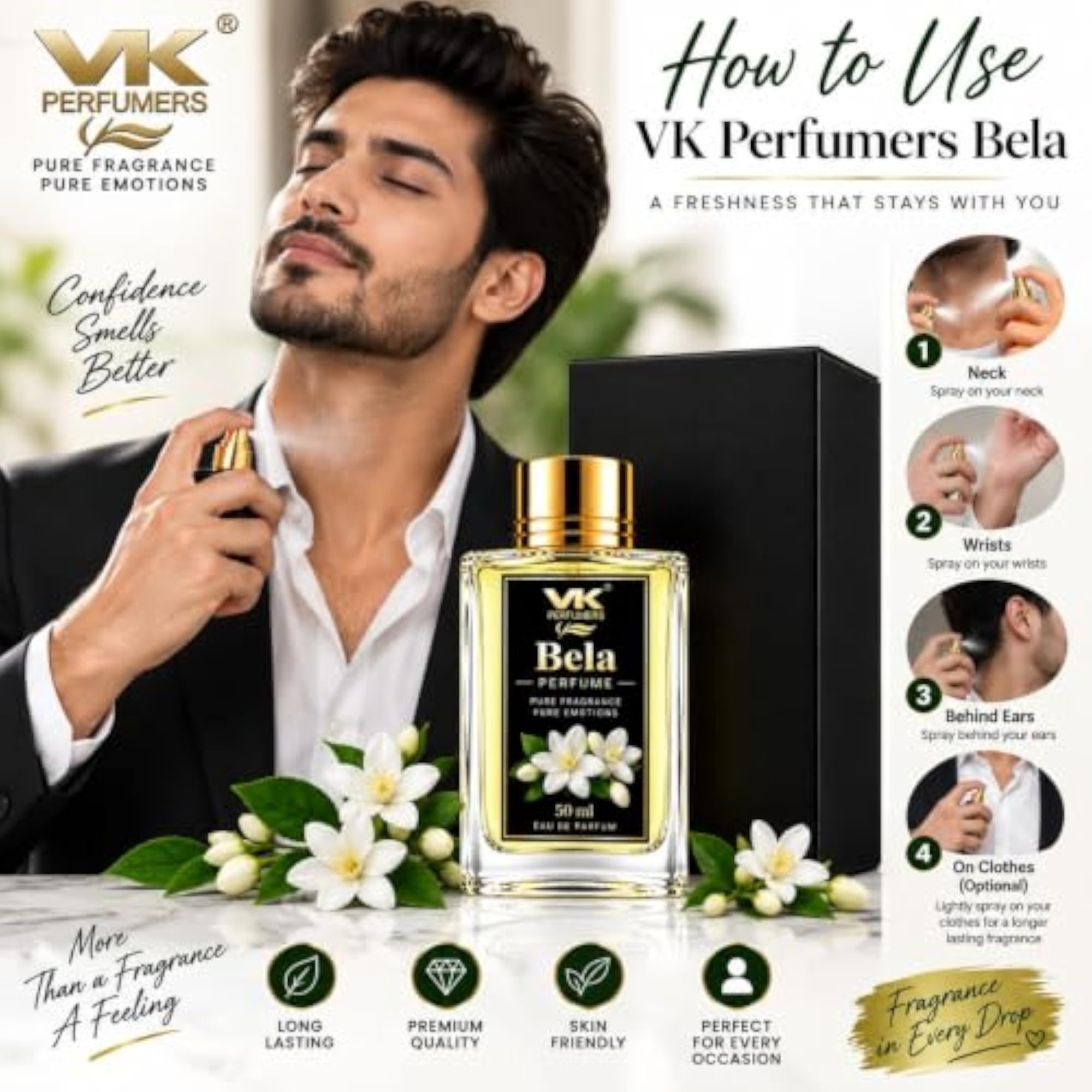 Bela Perfume Eau De Parfum for Men & Women, Premium Floral Fragrance
