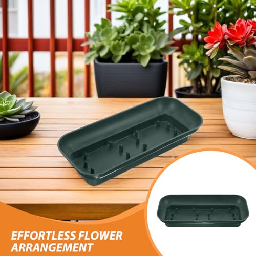 Soporte de flores de plástico rectangular verde SHOWERORO con agujas para centros de mesa 4