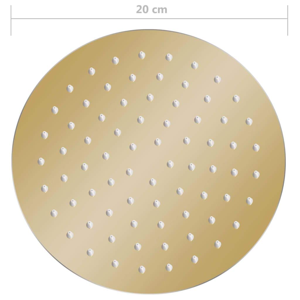 Ducha de lluvia de acero inoxidable de 20 cm, redonda, dorada, 95 boquillas antical, alcachofa de ducha de lluvia para pared o techo, ducha Wellness con ángulo de pulverización ajustable