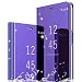 Produktbild DAYNEW Für Sony Xperia XZ3 Hülle Handytasche,Sony Xperia XZ3 Spiegel Hülle Schutzhülle,Slim Fit Mirror Make-Up Clear View Booklet Case Cover Etui für Sony Xperia XZ3-Lila