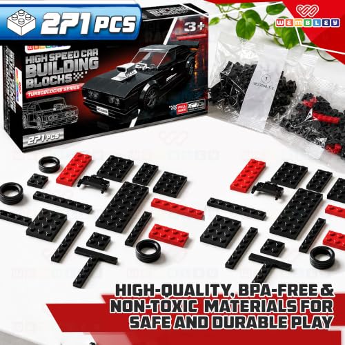 Image of Wembley Race Mechanic Series - 271 PCS |Pull Back Sports Car Building Blocks for Kids | STEM Construction Toy with Realistic Car Details| ABS Plastic Building Kit for Boys & Girls Age 3+ Years