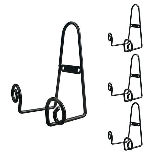 YY YEARCHY Plate Stand Holder for Wall Hanging Display Rack Art Hanger Metal Easel Photo Holder Books Bowls Platters - 4 - 5.7"x3.2"x2.8"