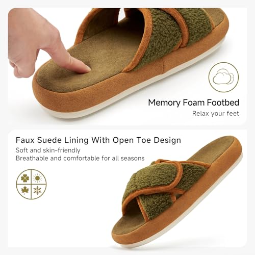 Chantomoo Womens Slippers Memory Foam Slippers for Women Open Toe Cross Band3