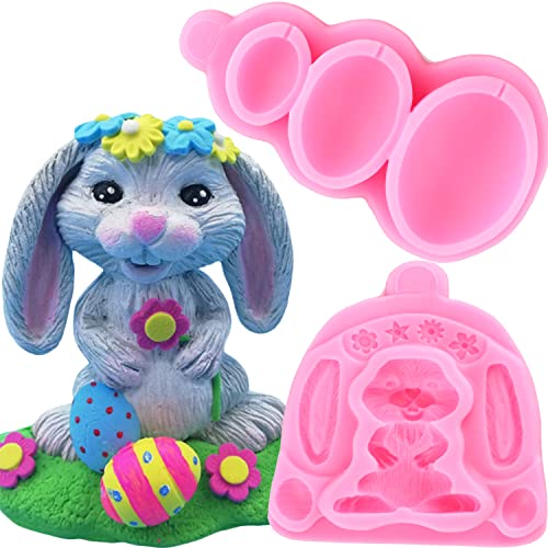 Mujiang 3D Bunny Rabbit Silicone Molds Egg Fondant Mold For Chocolate Candy Cake Decorating Set Of 2 Mujiang 3D Bunny Rabbit Silicone Molds Egg Fondant Mold For Chocolate Candy Cake Decorating Set Of 2
