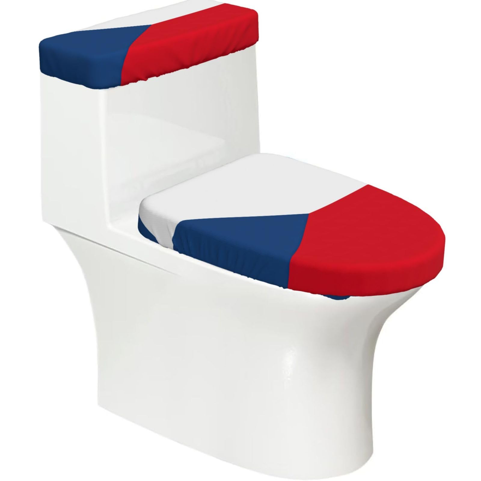 Flag Of The Czech Republic Print Bathroom Decor Toilet Lid Cover And Tank Covers, Restroom Accessories Fits Most Round