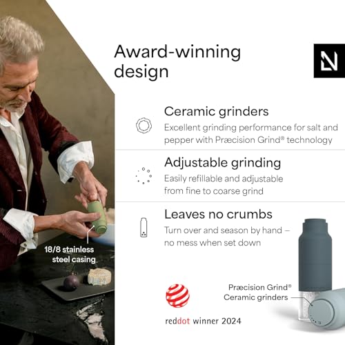 Image of LARS NYSOM Salt and Pepper Grinder Set, Stainless Steel Manual Salt and Pepper Mills, Adjustable Ceramic Grinder, Design Spice Shakers (Blue)
