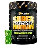 ALPHA LION Superhuman Extreme High Stim Pre Workout Powder, Beta Alanine, L-Taurine & 356mg Tri-Source Caffeine for Sustained Energy, Nitric Oxide & Citrulline for Pump (21 Servings, Sour Gummy Bear)
