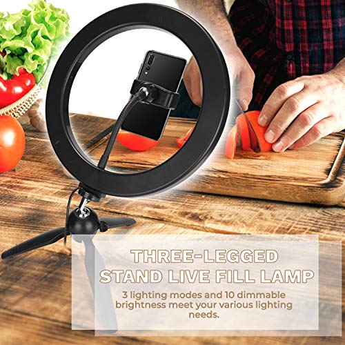 Andoer Luz redonda selfie de LED regulável de 10