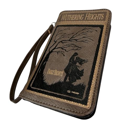 Image of Women's Bifold Wallet Wuthering Heights Book Wristlet, Brown 7 Inch