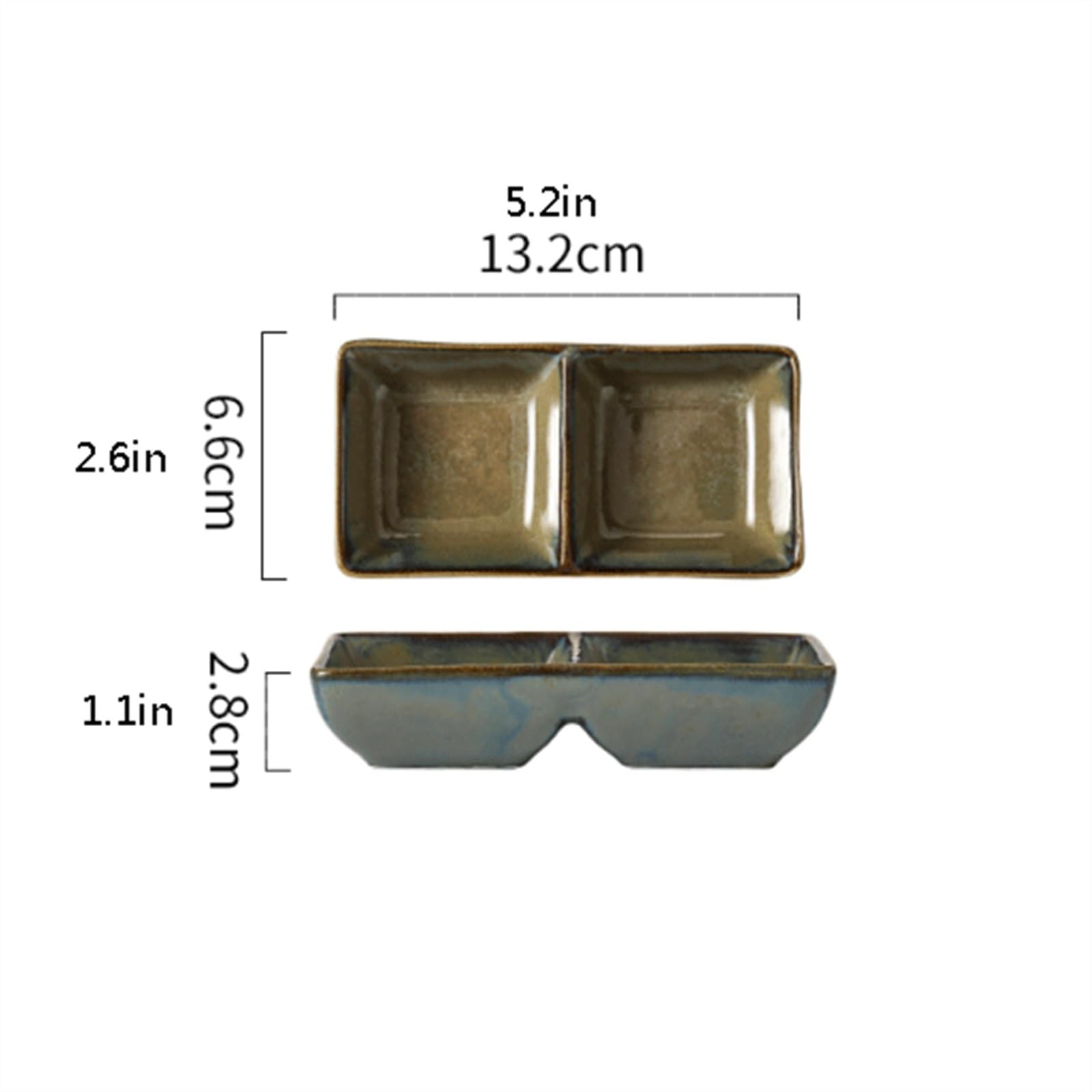 Ceramiczna taca do serwowania z możliwością układania w stos, zestaw 2 szt., 14 x 6 cm, talerze na przekąski, sos sojowy, deser, przyprawy, dekoracyjne naczynia do sosów