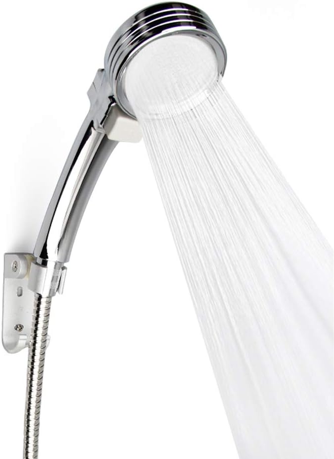 CherryKelly Japanese Booster SPA Handheld Shower Head - A Key Stop The Water With Switch - Silver