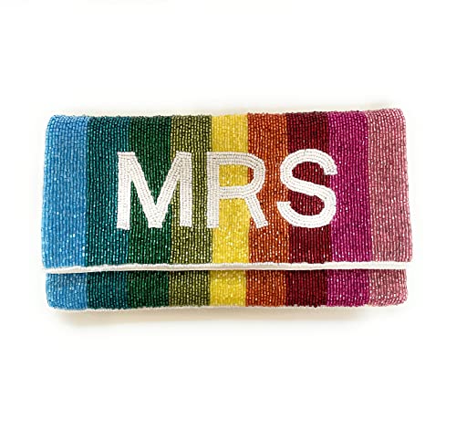 MRS Bride Clutch, BRIDE Gifts, Gifts for Bride, Wedding Gift, Bride To Be Gift, Bride Clutch Purse, Engagement Gift, Seed Beads Clutch, Bride Beaded Clutch, MRS Bride Bag, Multicolor