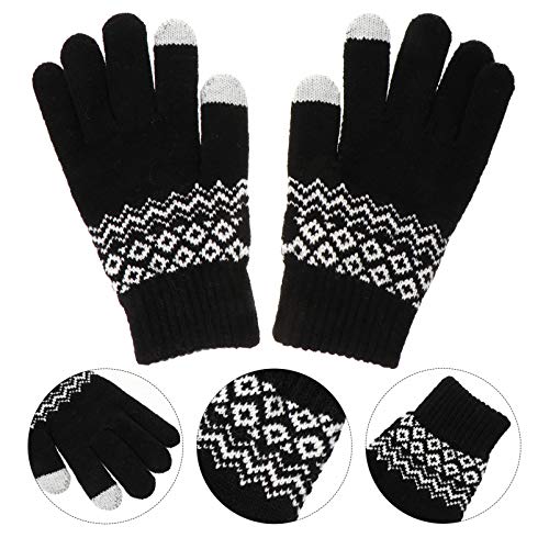 ULTECHNOVO Luvas de Inverno Unissex Com Tela de Toque Luvas Tricotadas Quentes Luvas Antiderrapantes