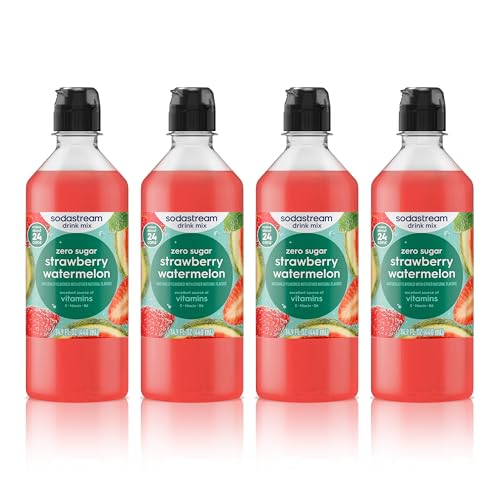 Image of Sodastream Zero Strawberry Watermelon Drink Mix, New Pour Bottle 14.9 Fl Oz (Pack of 4)
