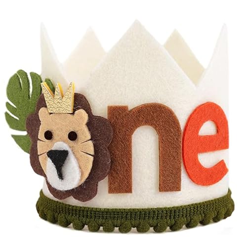 GotGala León 1er Cumpleaños Corona Selva Safari Salvaje One Primer Cumpleaños Sombrero 1er León Tema Decoración de Cumpleaños para Niños