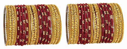 Image of NMII Glass and Silk Thread Zircon Gemstone Bangle Set For Women /Girls