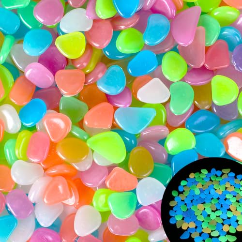 Image of Kaiyuan Dynasty 100Pcs Colorful Glow in The Dark Pebbles，15-20mm Glowing Stones for Garden,Outdoor,Yard, Aquarium, Walkway,Pathway （Color