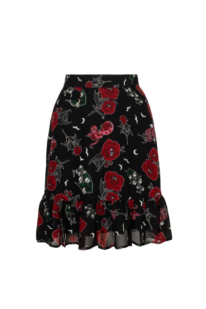 Hell Bunny Blk Blooming Elle Skirt