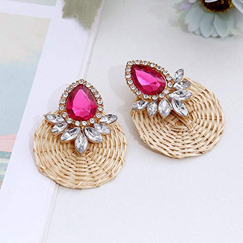 Boho - Orecchini a lobo da donna, in rattan