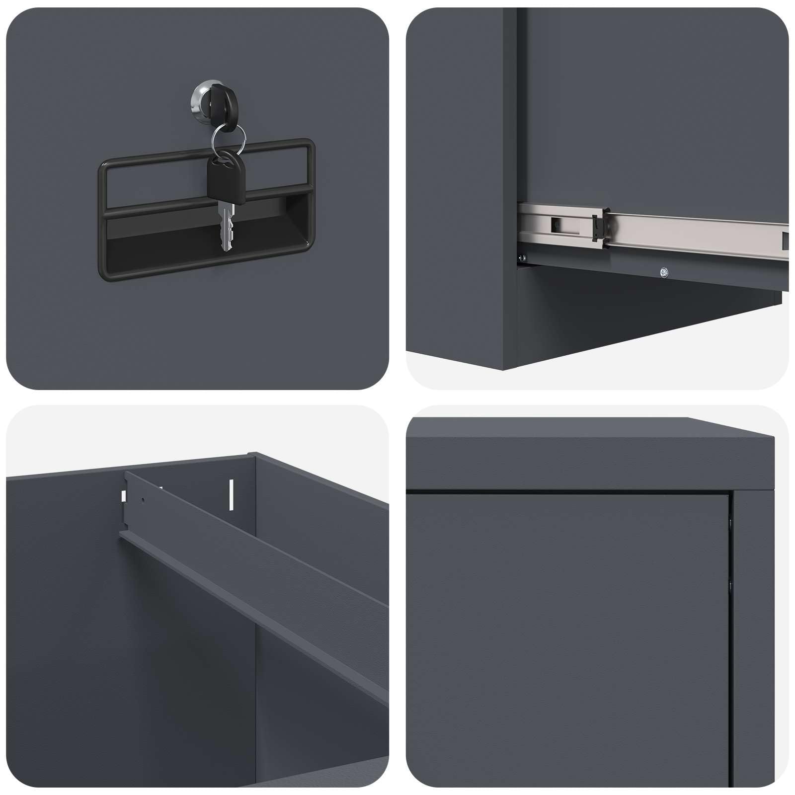 vidaXL Mueble archivador con cajón Antracita 44 x 50 x 74,5 cm, Armario metálico Rectangular, Almacenamiento Industrial, Organizador de cajones, solución Segura para Oficina