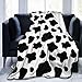 Couverture en Peluche Noir Et Blanc, Vache Pie Imprimé Sherpa Couverture Doux Polaire en Peluche Jeter Couette Literie Camping Voyage Portable Couverture 150x200CM
