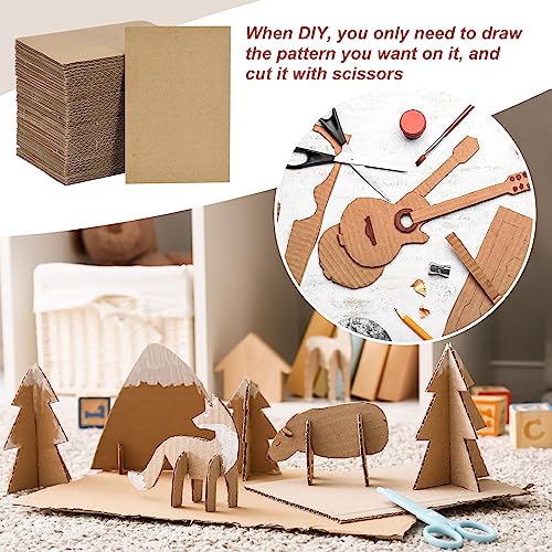 Image of MECCANIXITY 100 Pack 4 inch x 6 inch Corrugated Cardboard Sheets 1 /8 inch Thick Flat Cardboard Filler Inserts Pads for Mailers, Packing, Art Projects, DIY Crafts