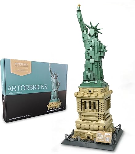 Estatua arquitectónica de la Libertad, colección grande, juego de construcción de construcción y regalo para niños y adultos (1577 piezas)