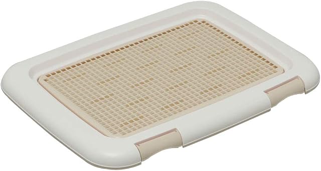 Iris Ohyama, Training pad holder / puppy training tray, grid for dry paws, 2 latch closure, non-skid rubber feet, holds pad 45 x 33 cm, for puppy & dog - Dog Toilet Training FTT-485 - Beige