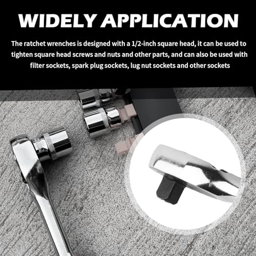 Image of Salior 10 Inch Dual Direction 1 /2 Ratchet,Multi-Purpose Socket Wrench Ratchet Wrench for Filter,Spark Plug,Lug Nut Socket,Universal Quick-Release Ratcheting Wrenches Car Accessories