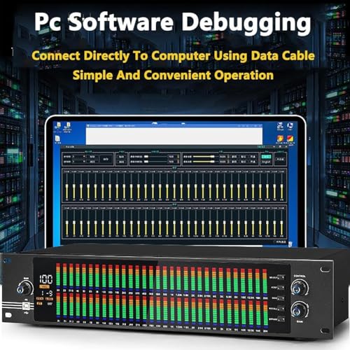 Ecualizador de audio digital de 31 bandas con pantalla de espectro LED, procesamiento DSP, reducción de ruido, 10 efectos preestablecidos para grabación de estudio