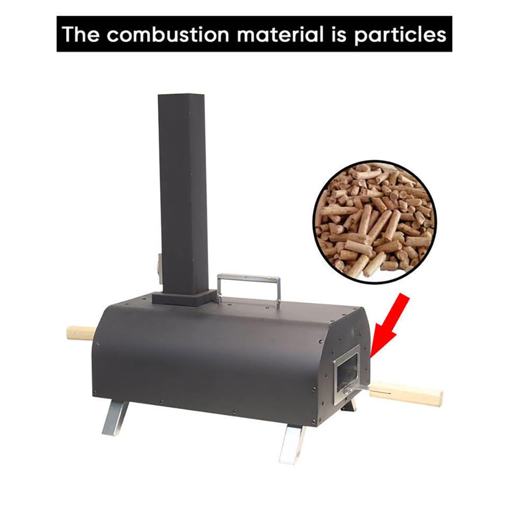Horno de Pizza para Exteriores – Horno de Pizza de Mesa – Combustible de pellets, Chimenea extraíble, Patas Plegables – Jardín al Aire Libre, Barbacoa, Cocina para Pizza para Carne