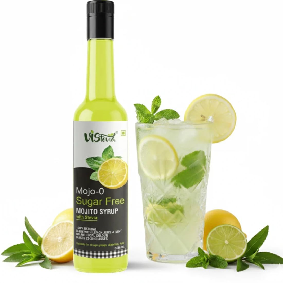 Vistevia Sugar Free Mojito Syrup, Diabetic and Keto Friendly - Sweetened Naturally With Stevia 500ML-picture-14