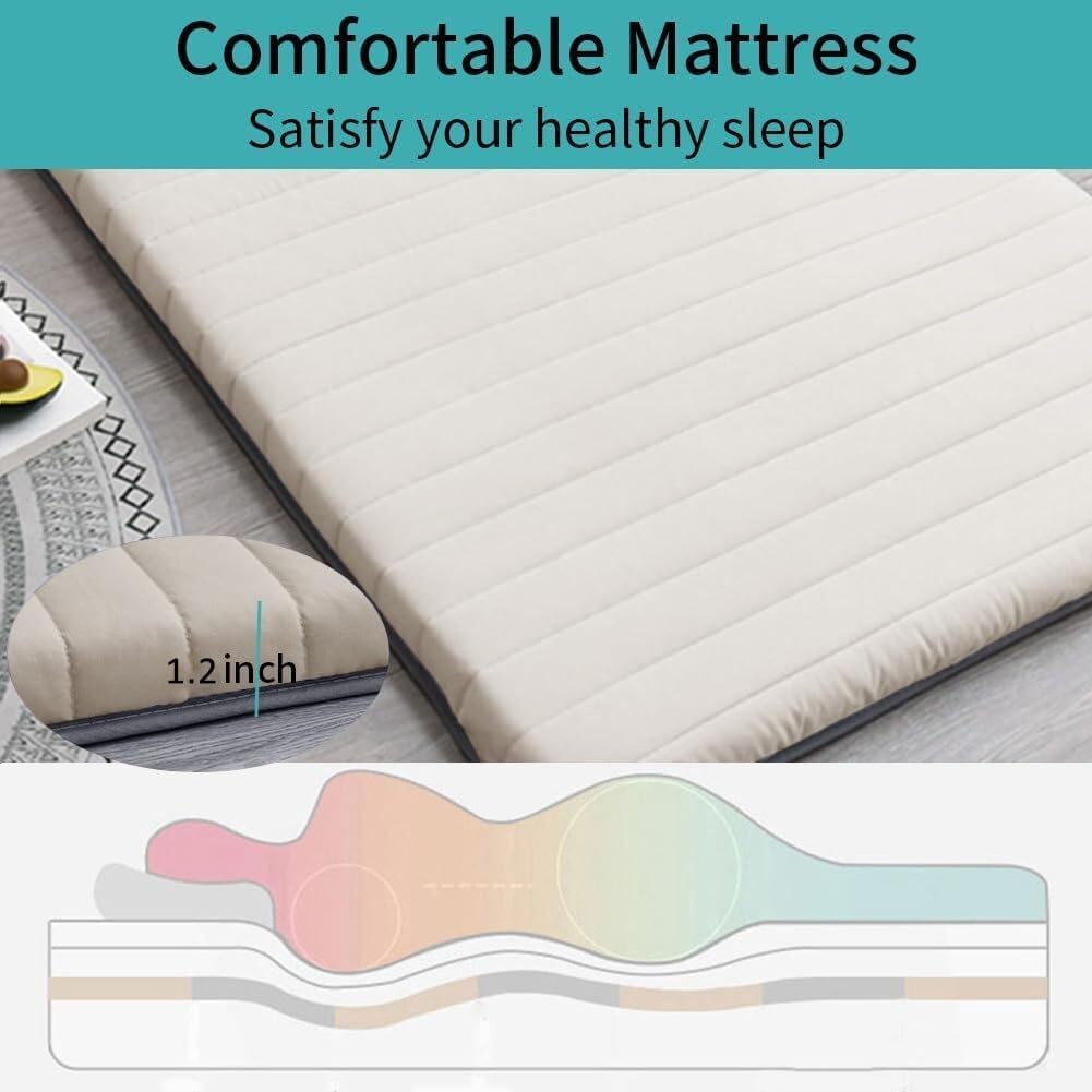 Lit Sol Portable Pliable - Pour Sol, Tatami, Camping - Gris 90x190 Cm Matelas Futon Japonais Lit Sol Portable Pliable - Pour Sol, Tatami, Camping - Gris 90x190 Cm Matelas Futon Japonais