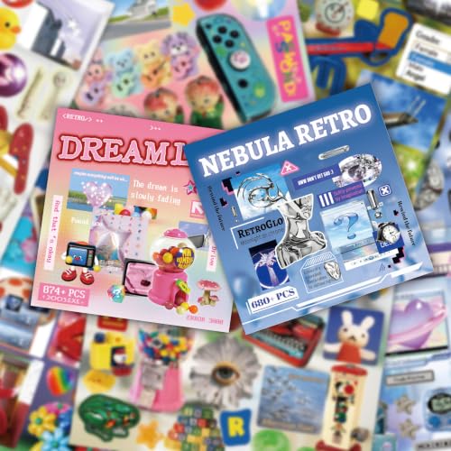 Image of 1500+ Pcs Aesthetic Sticker Book for Journaling | Retro Tech Collage Decals for Planner, Junk Journal, Notebook, Phone Case, Gift Wrap, DIY Craft Supplies