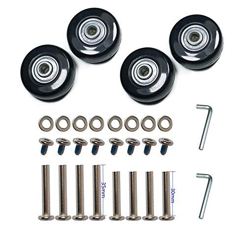F-Ber Luggage Suitcase Wheels With Abec 608Zz Bearings, 50Mm Inline Outdoor Skate Replacement Wheels, One Set Of 4 Wheels (Black, 50Mm X 18Mm X 6Mm/1.97" X 0.7" X 0.24") #TOP2