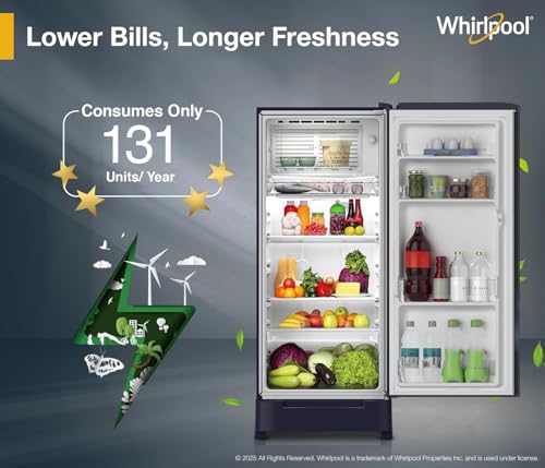Image of Whirlpool 184 L 5 Star Direct-Cool Single Door Refrigerator with Intellisense Inverter Compressor (205 WDE ROY 5S INV SAPPHIRE SERENA -Z1)
