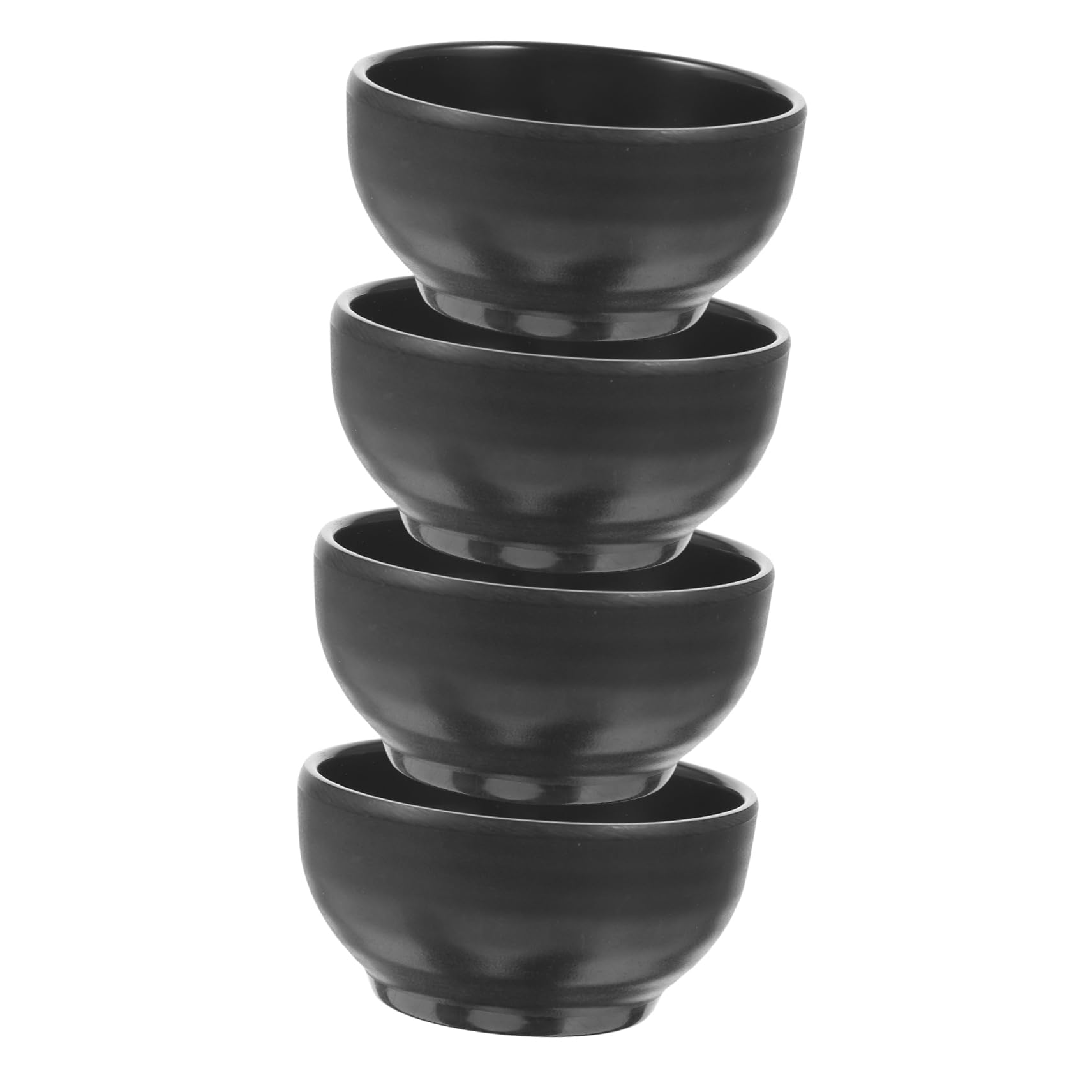 BRIGHTFUFU 4pcs The Dish Round Sauce Plate Chip Dip Serving Dish Dipping Bowl Flavor Dish Sauce Bowl Soy Sauce Dipping Dishes Small Bowls Appetizer Sauce Plate Black Melamine re-usable