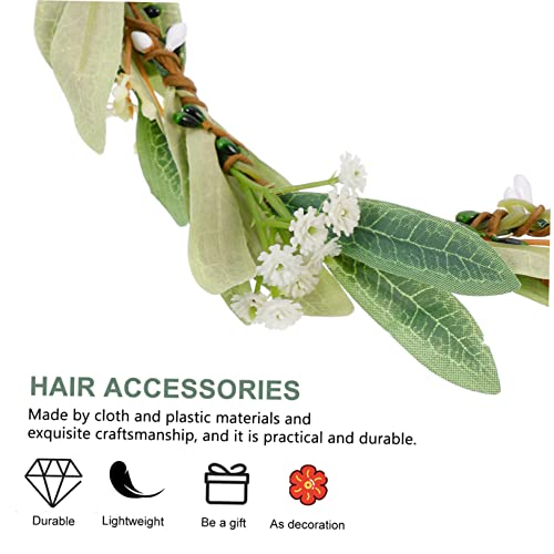 LALAFINA 1pc Floral Good Fashion Decoration Woman Olive Bridal Accessory Girls Garland Girl Ribbon Lady Wedding Hair and Headwear Photo Greenery Wreath Crown Holiday Festival - Image 2