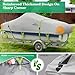 UIRWAY 17-19 ft Boat Cover, Heavy-Duty 1200D Premium Waterproof Trailerable Bass Boat Cover with Night Safety Reflective Strips, UV Resistant All-Weather Protection for V-Hull, Fish & Ski Boats, Gray