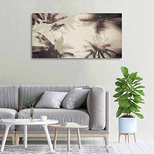 Tableau plexiglas 100x50cm Tulup - Déco murale beige avec palmiers